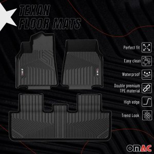 Tesla Model Y Floor Mats - Front + Rear - Omac - Texan - 2022-2025 Tesla Model Y Floor Mats - Front + Rear - Omac - Texan - 2022-2025